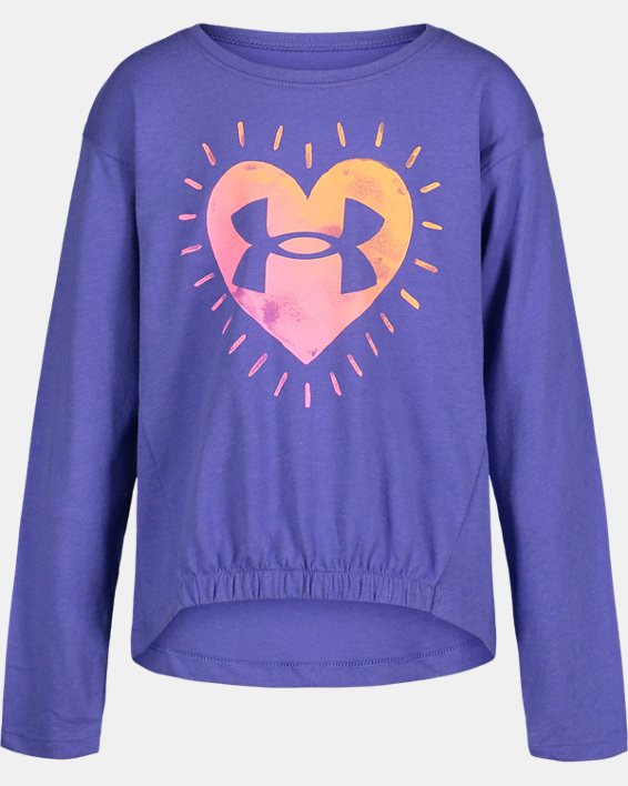 Girls' Pre-School UA Heart Watercolor Long Sleeve, Purple, pdpMainDesktop image number 0